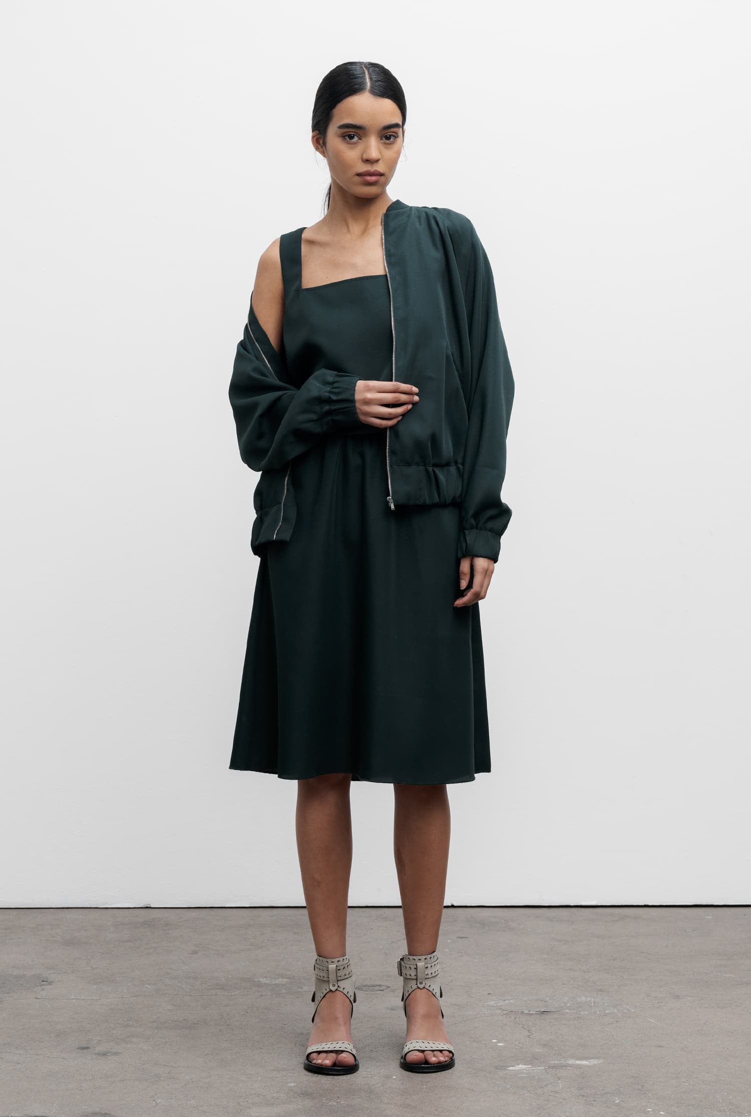 Kimie twill bomber jacket deep forest