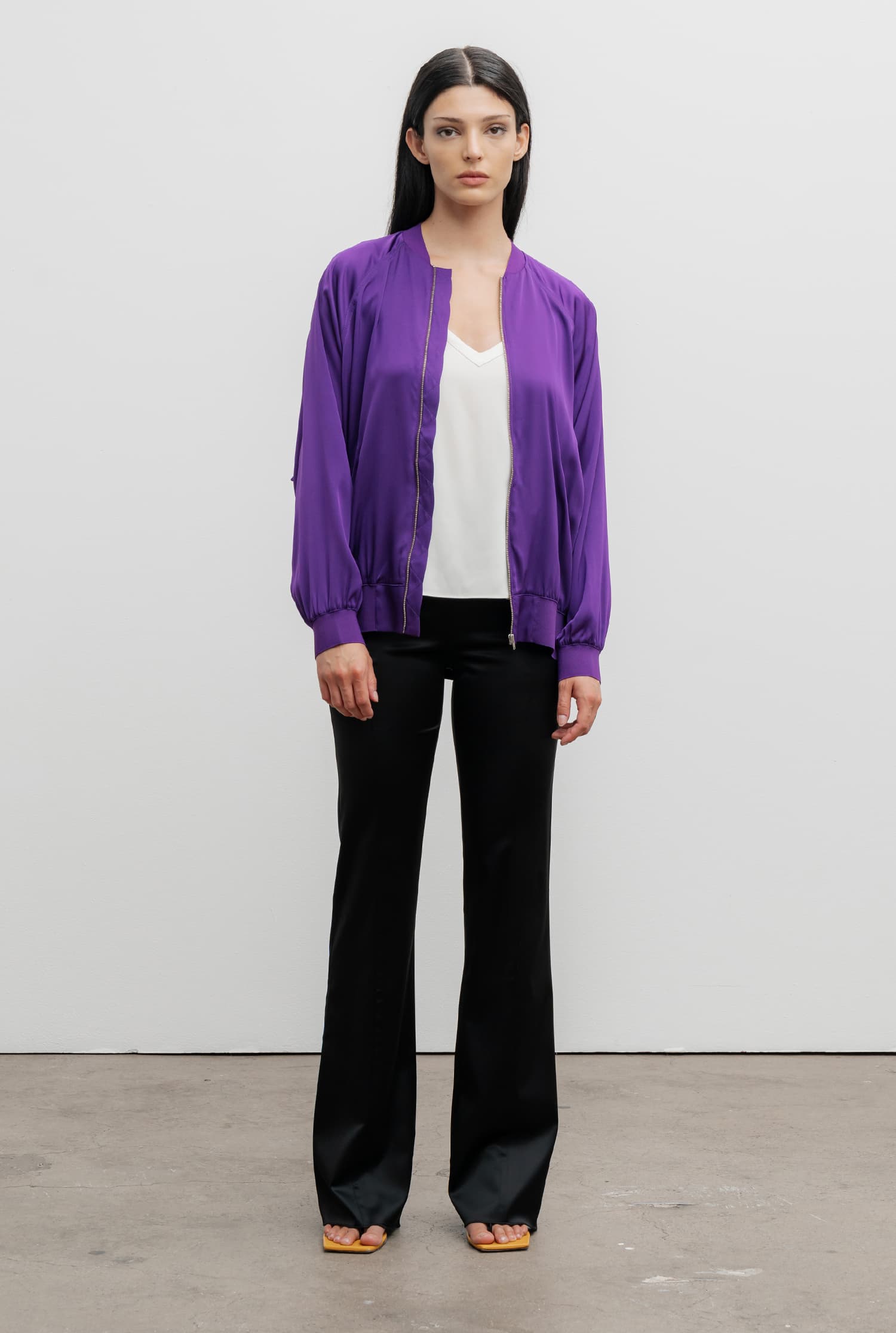 Kimie silk bomber jacket violet