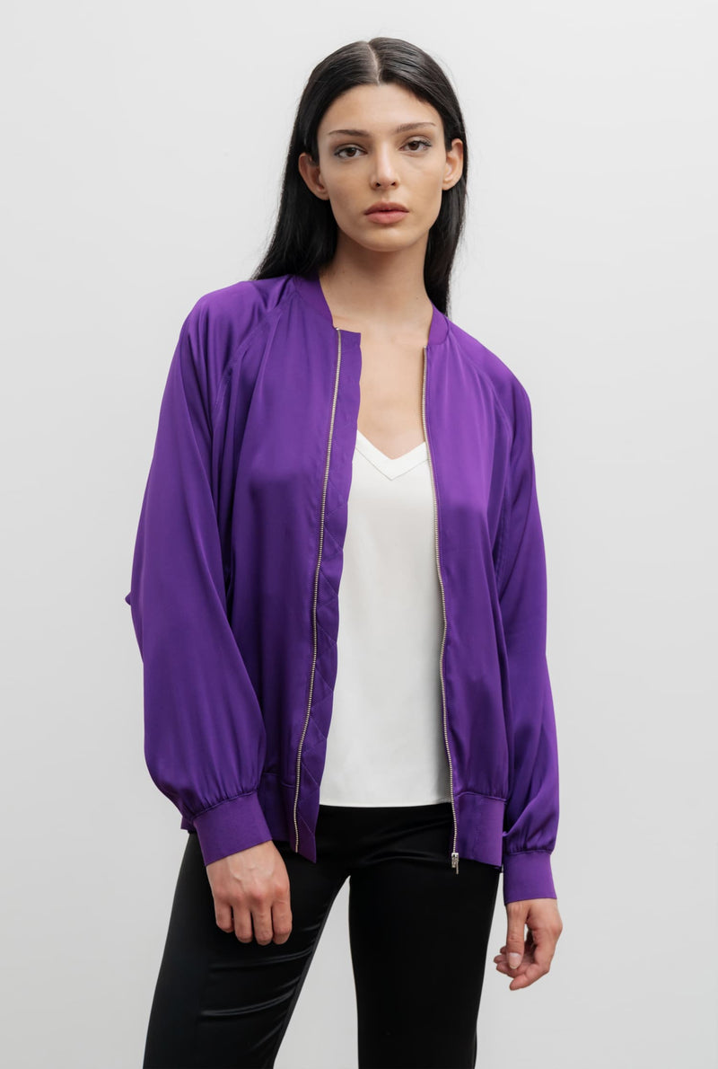 Kimie silk bomber jacket violet