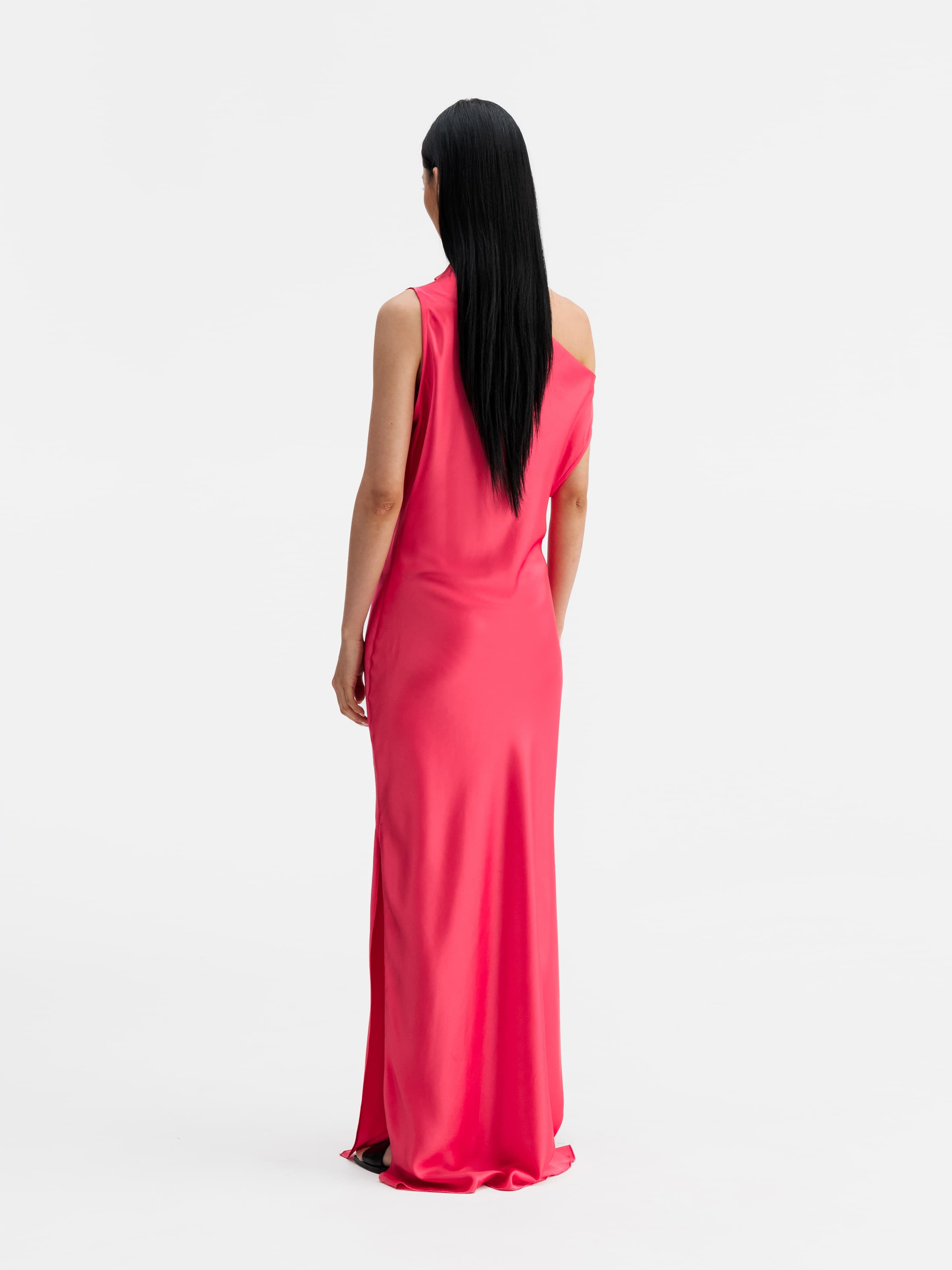 Back view of Ahlvar Gallery Lacy satin dress bubblegum
