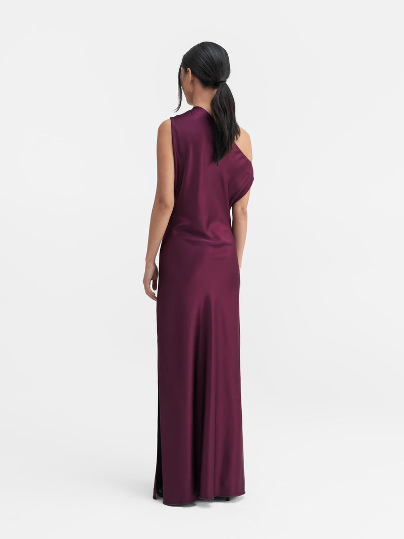 Lacy satin dress dark berry