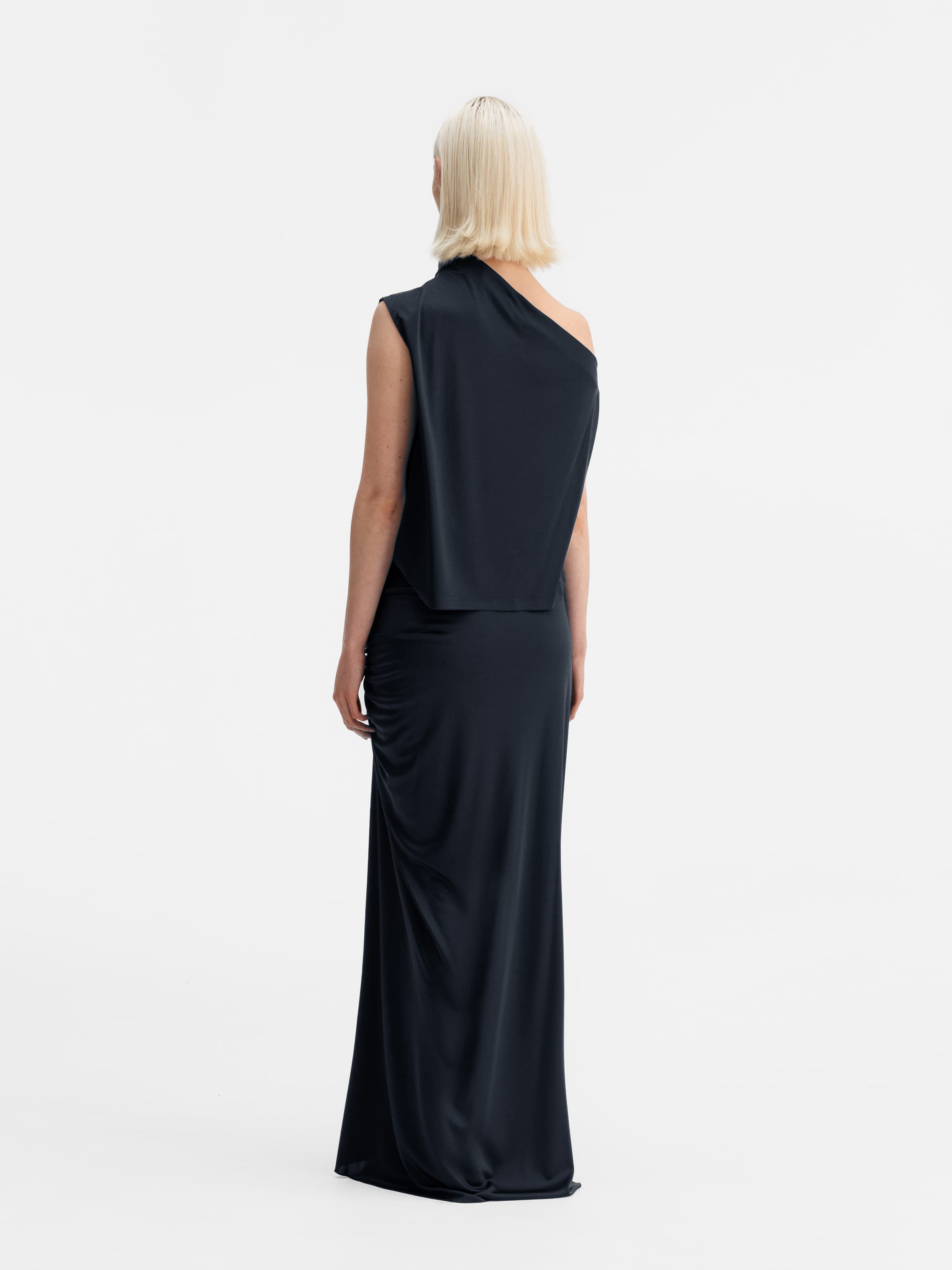 Back view of Ahlvar Gallery Lana jersey tank blue grey