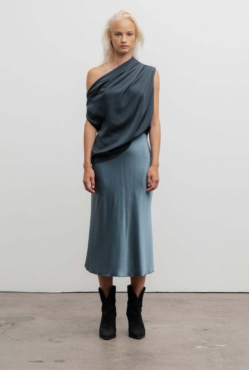 Lana silk tank blue grey