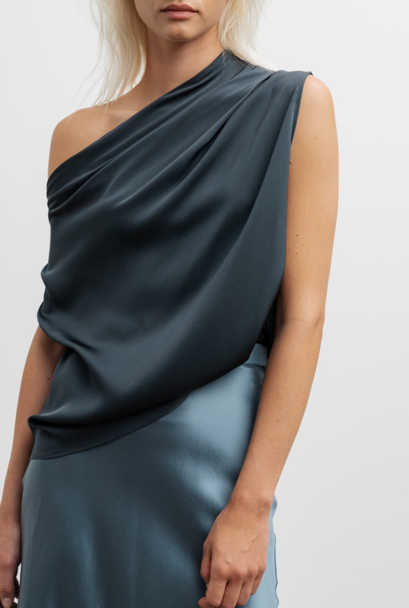 Lana silk tank blue grey