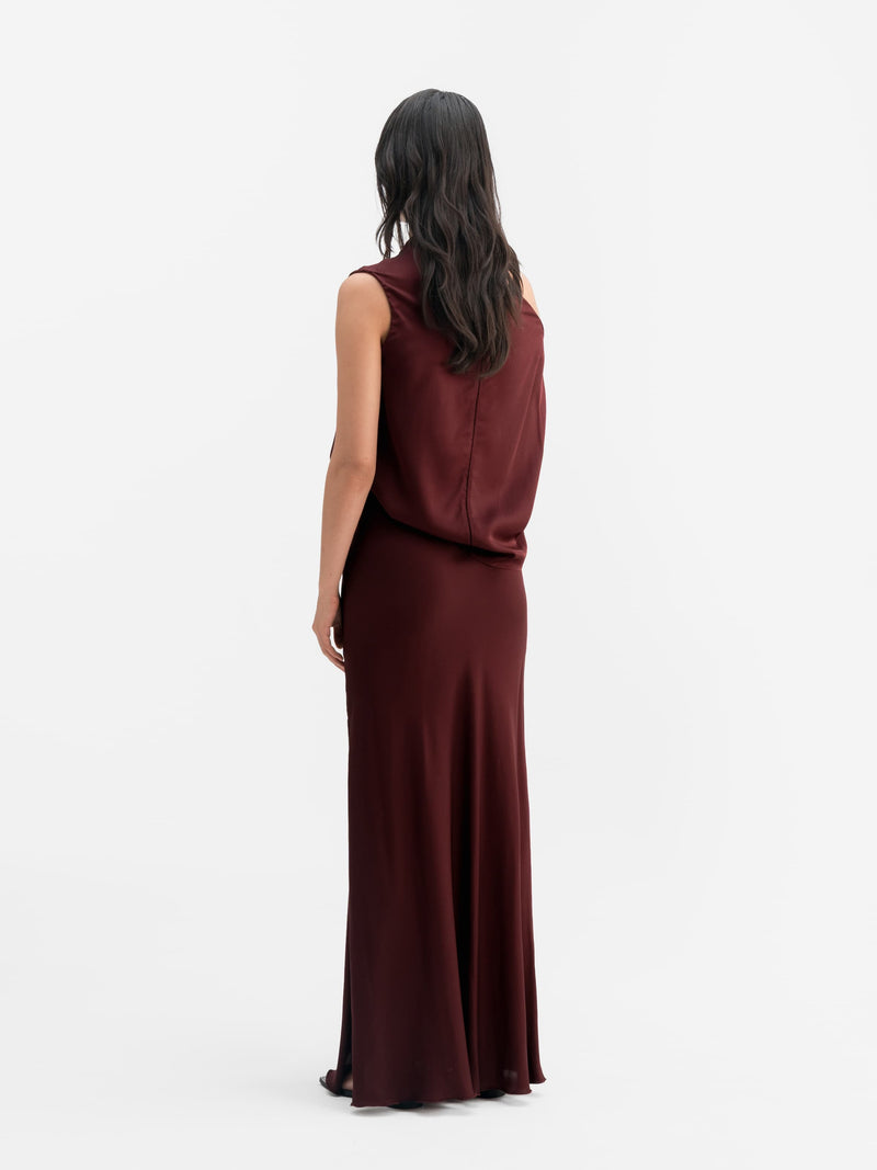 Hana long silk skirt burgundy