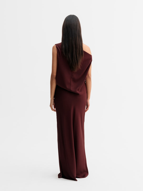 Back view of Ahlvar Gallery Lana silk tank in Burgundy