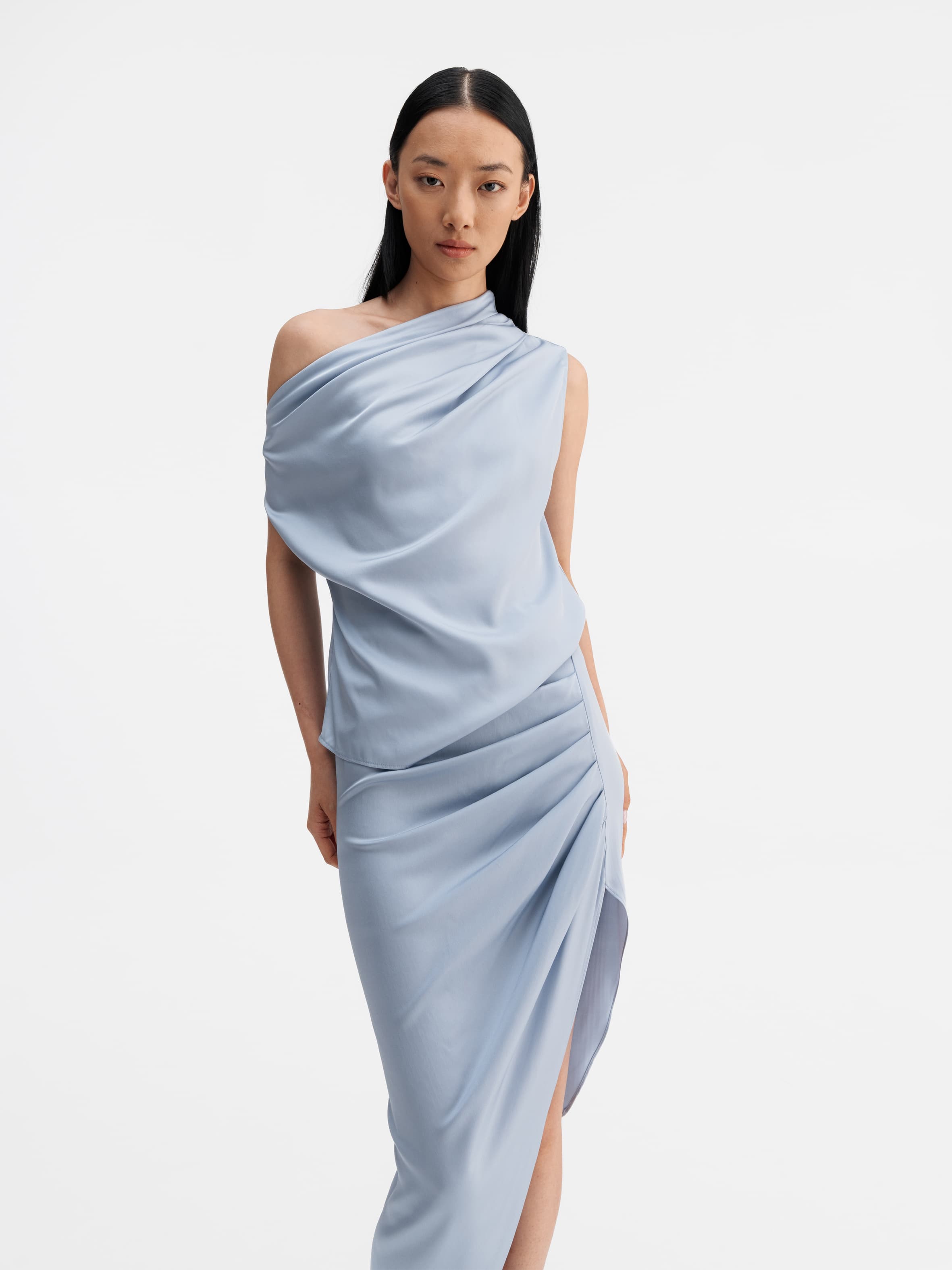 Lana silk tank denim blue