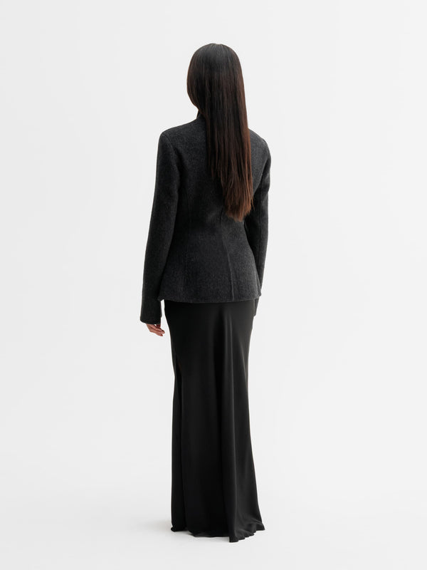 Back view of Ahlvar Gallery Leia wool blazer in Black