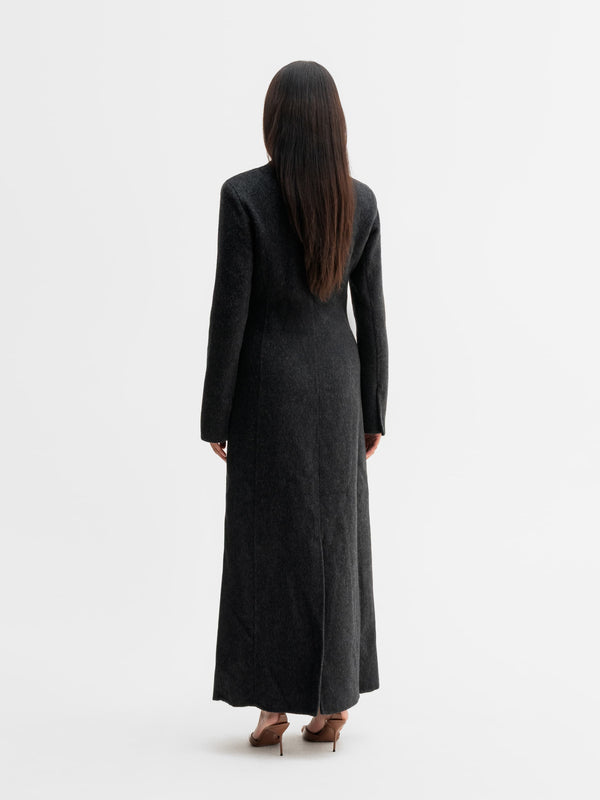 Back view of Ahlvar Gallery Leia wool coat in Black