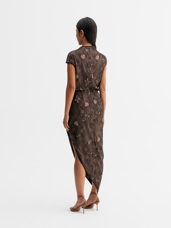 Back view of Ahlvar Gallery Lima lace dress in Black
