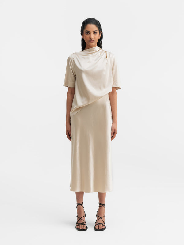 Lima satin silk tee cream