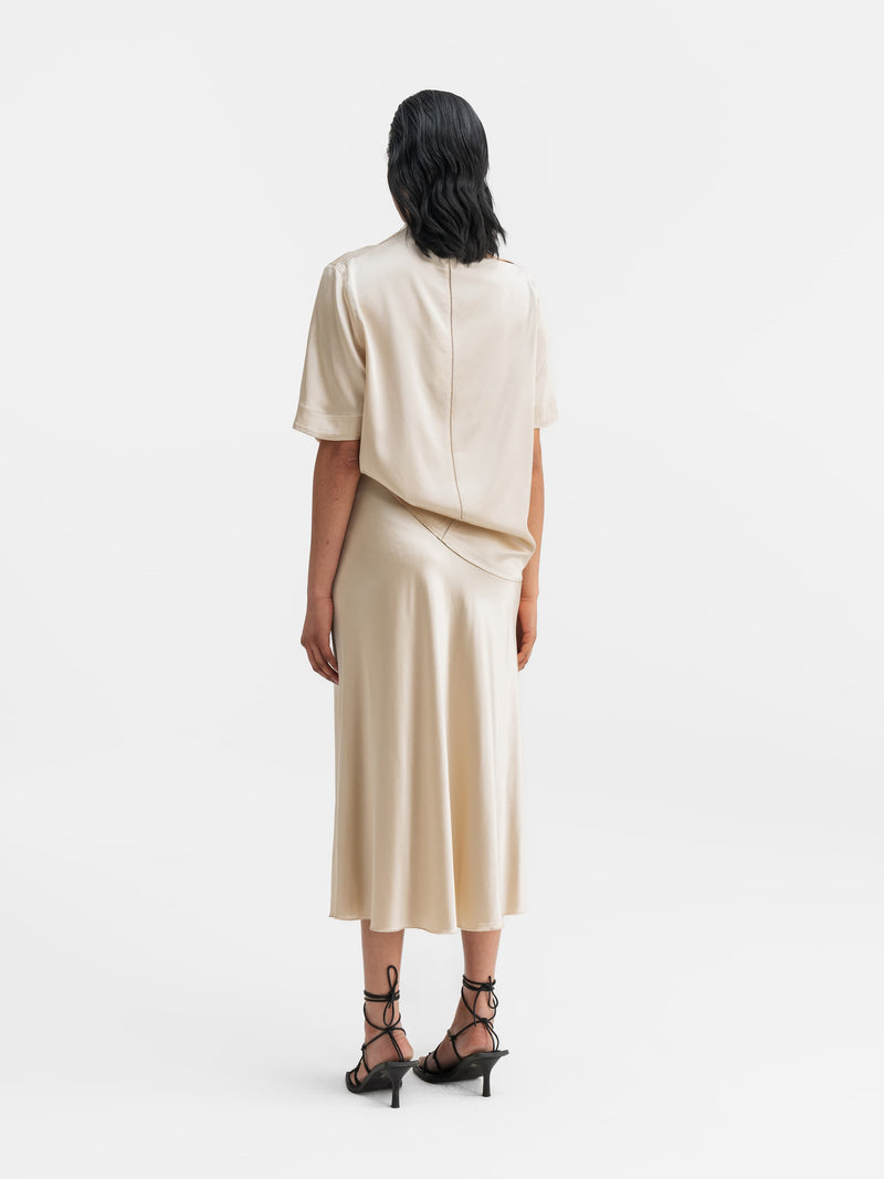 Lima satin silk tee cream