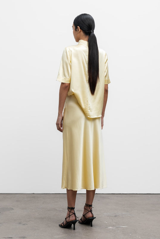 Lima satin silk tee lemon