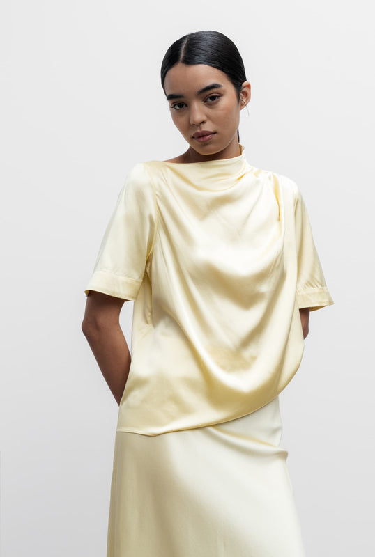 Lima satin silk tee lemon