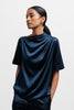 Lima silk satin tee midnight blue