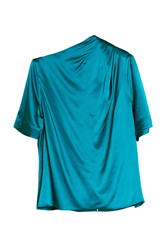Lima satin silk tee petrol