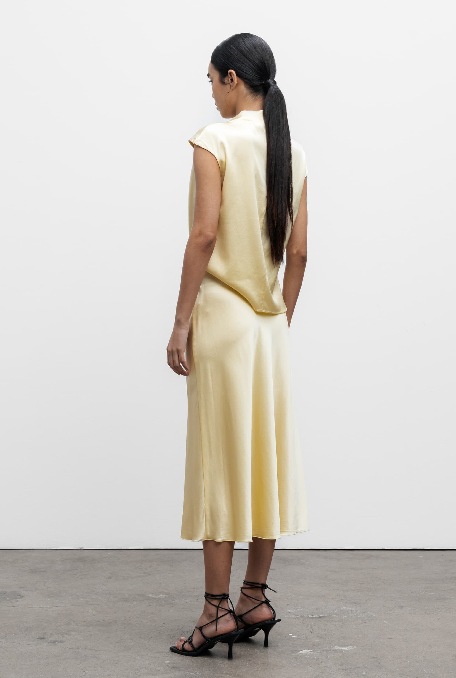 Lima silk satin top lemon