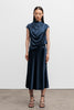 Lima silk satin top midnight blue