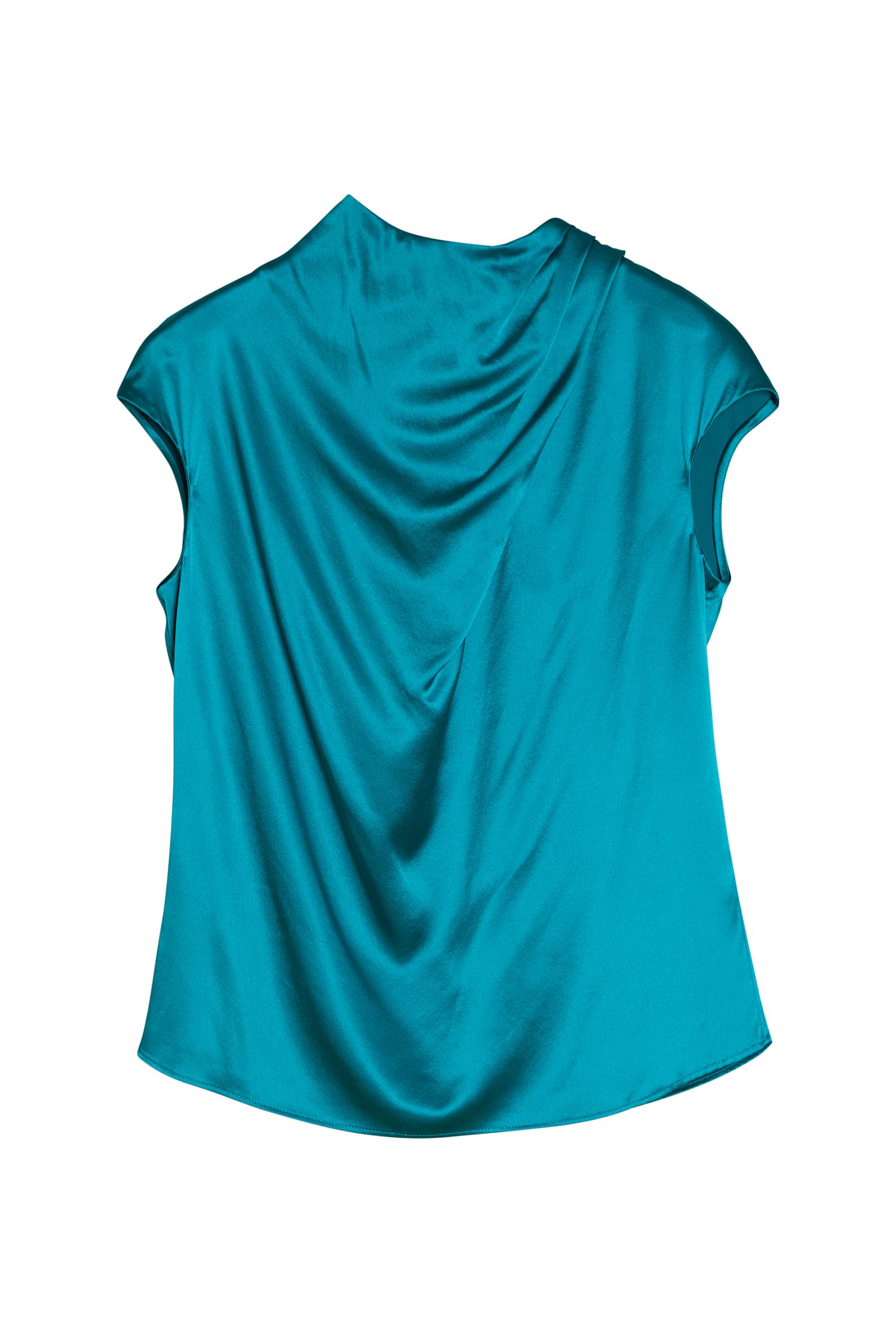 Lima silk satin top petrol