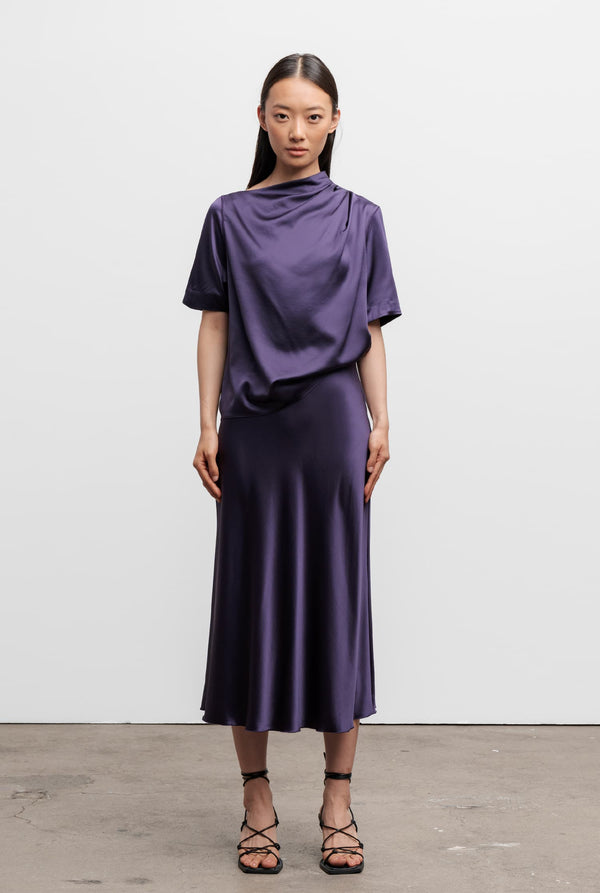 Lima silk satin tee plum