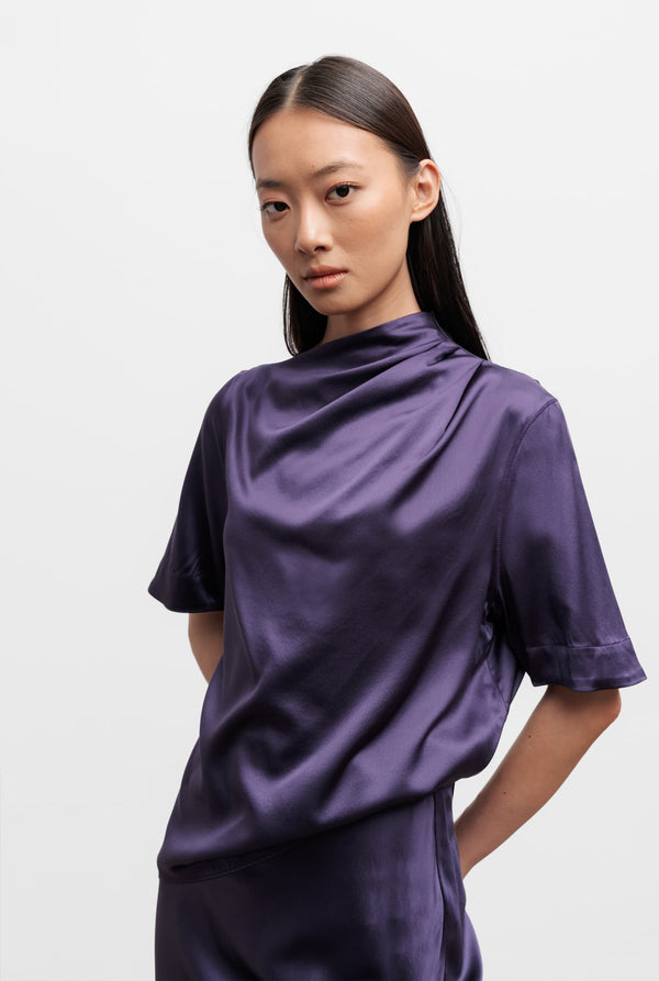 Lima silk satin tee plum