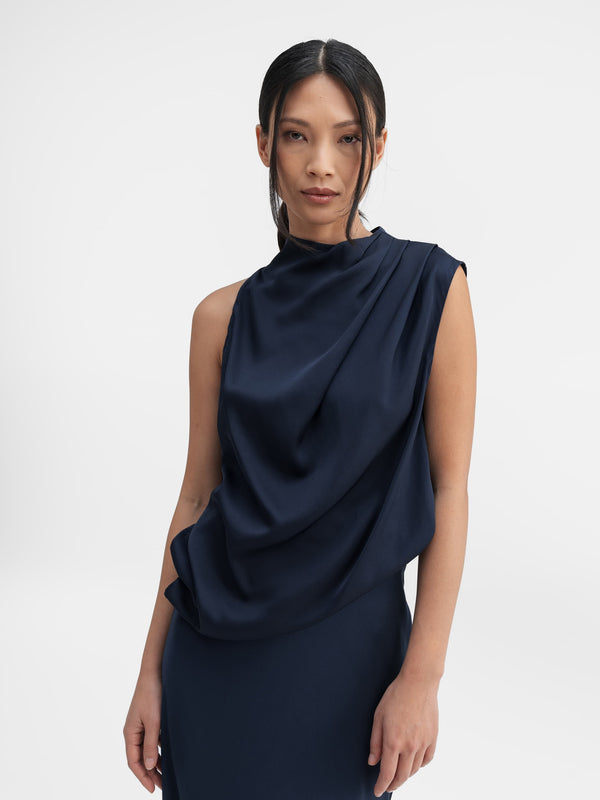 Lima silk tank midnight blue