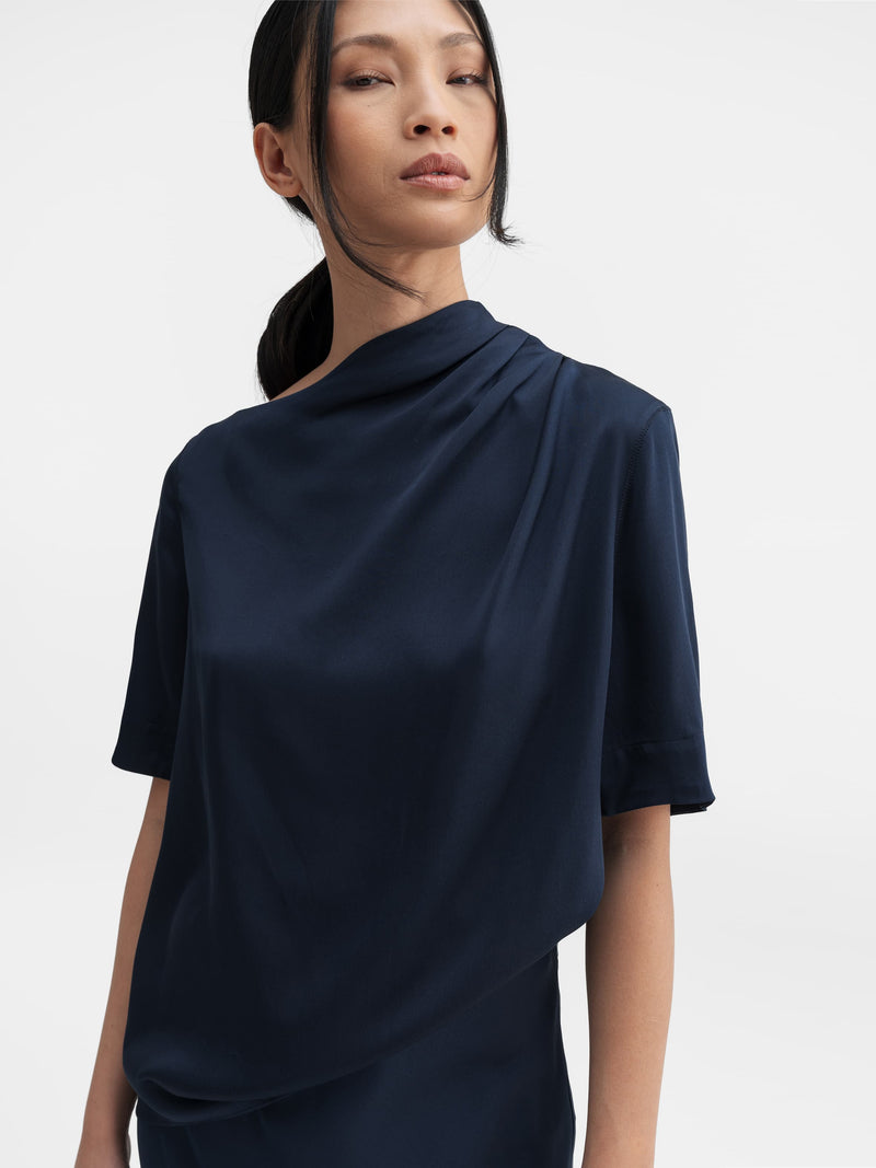 Lima silk tee midnight blue