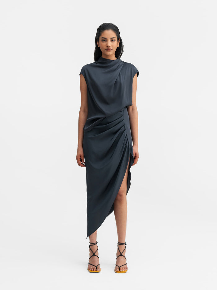 ahlvar Lima silk top blue grey