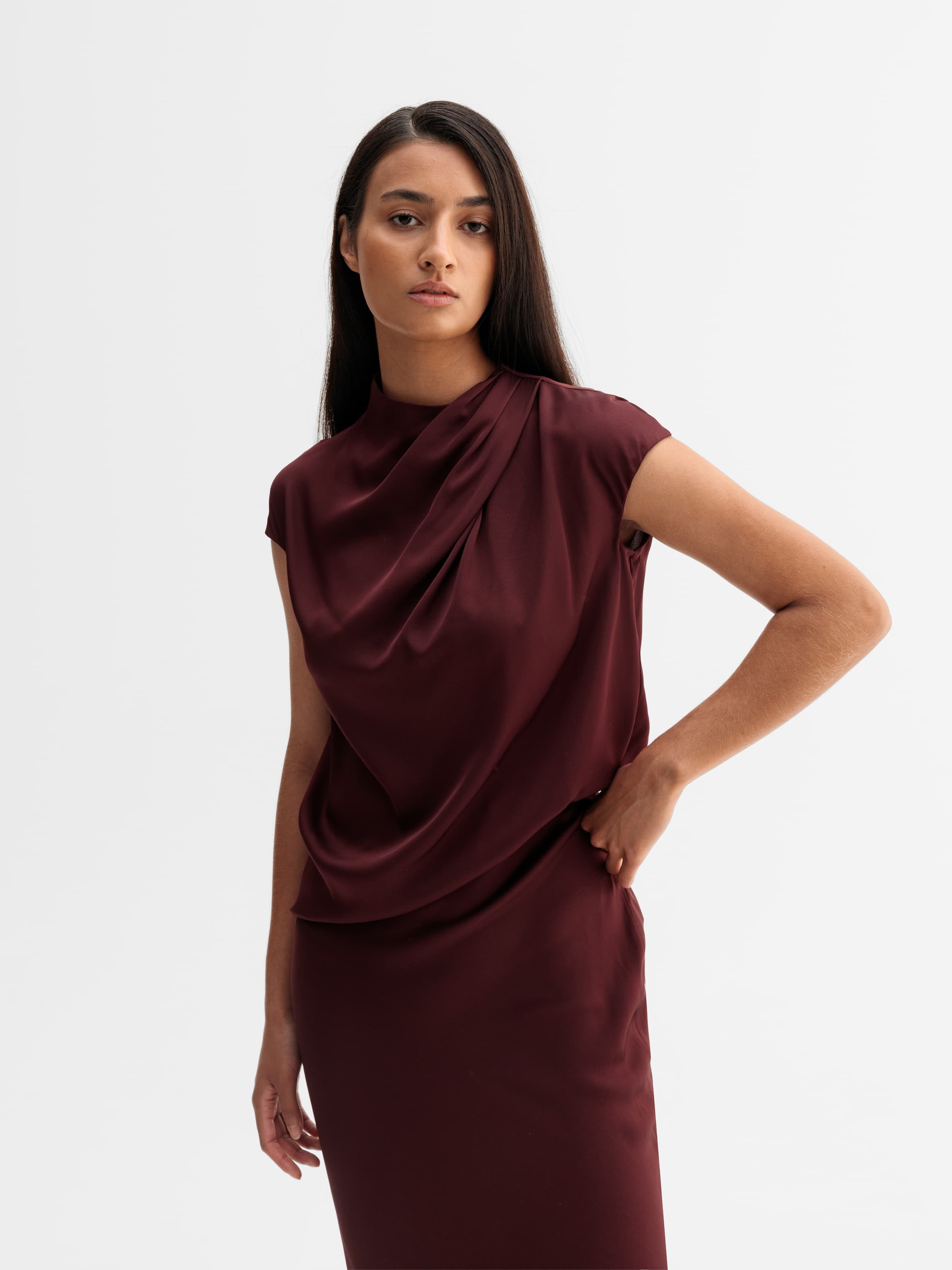 Lima silk top burgundy