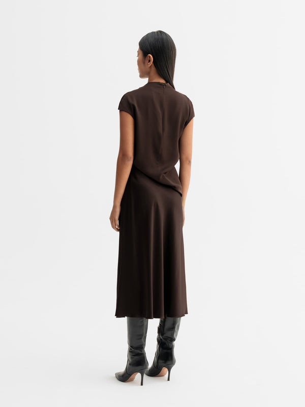 Back view of Ahlvar Gallery Lima silk top in Dark brown