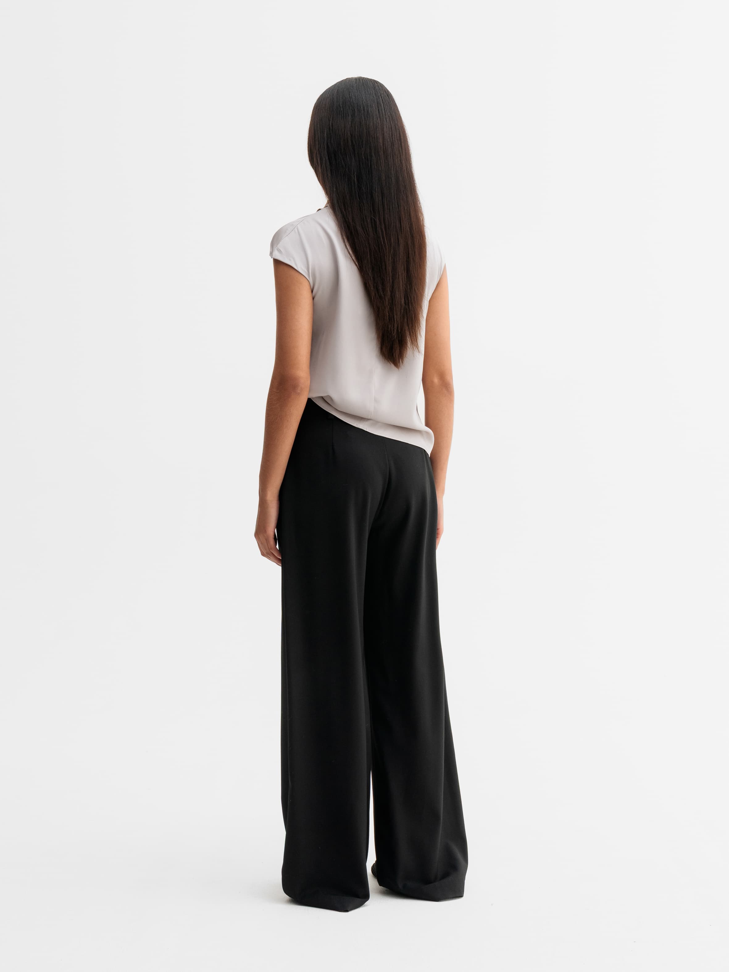 Back view of Ahlvar Gallery Lima silk top in Greige