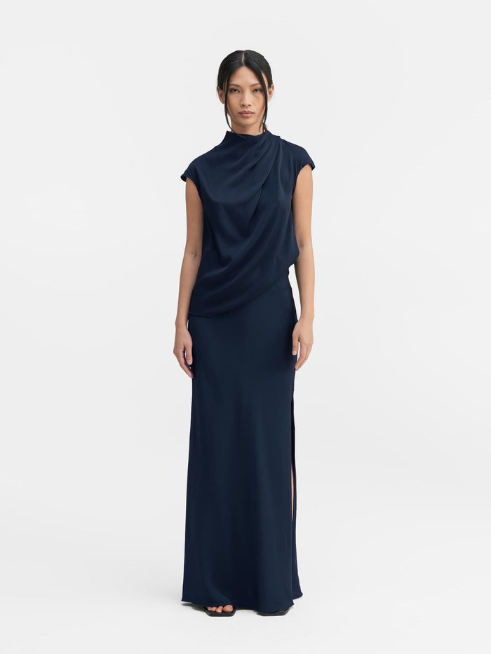 ahlvar Lima silk top midnight blue