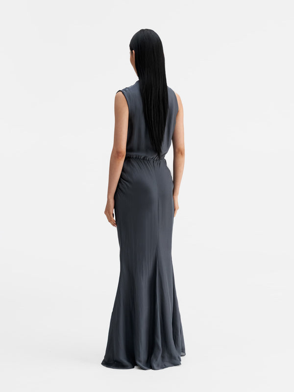 Back view of Ahlvar Gallery Lima summer dress dark grey