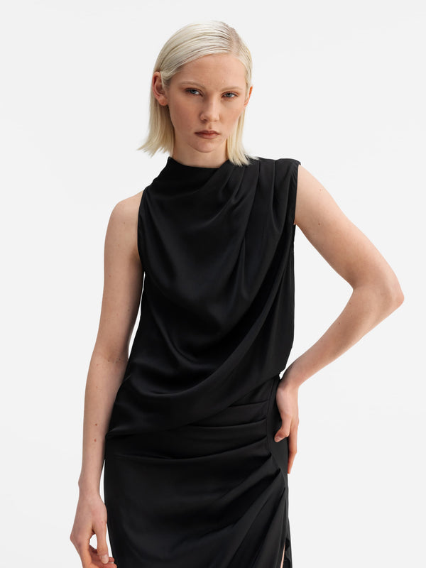 Lima silk tank black
