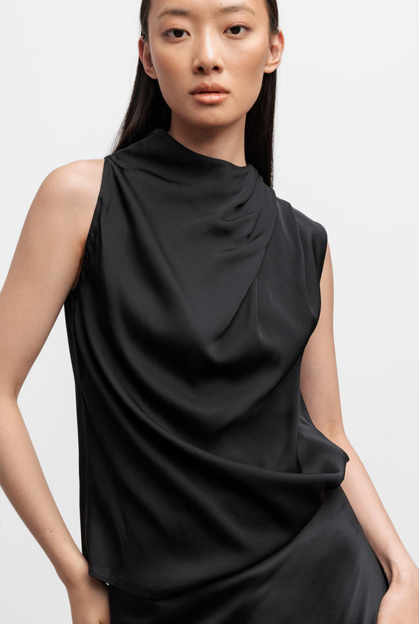 Lima silk tank black