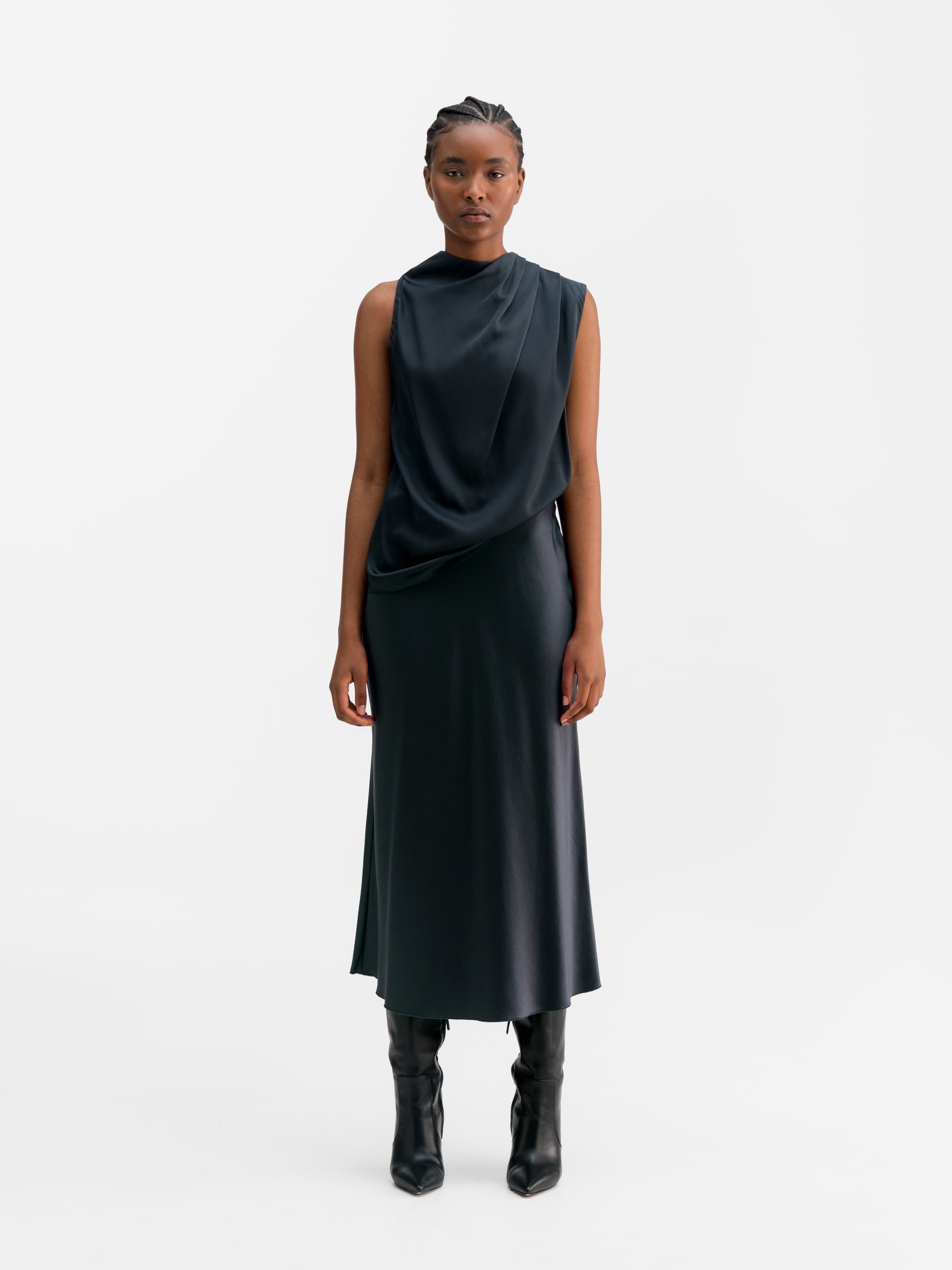 Lima silk tank blue grey