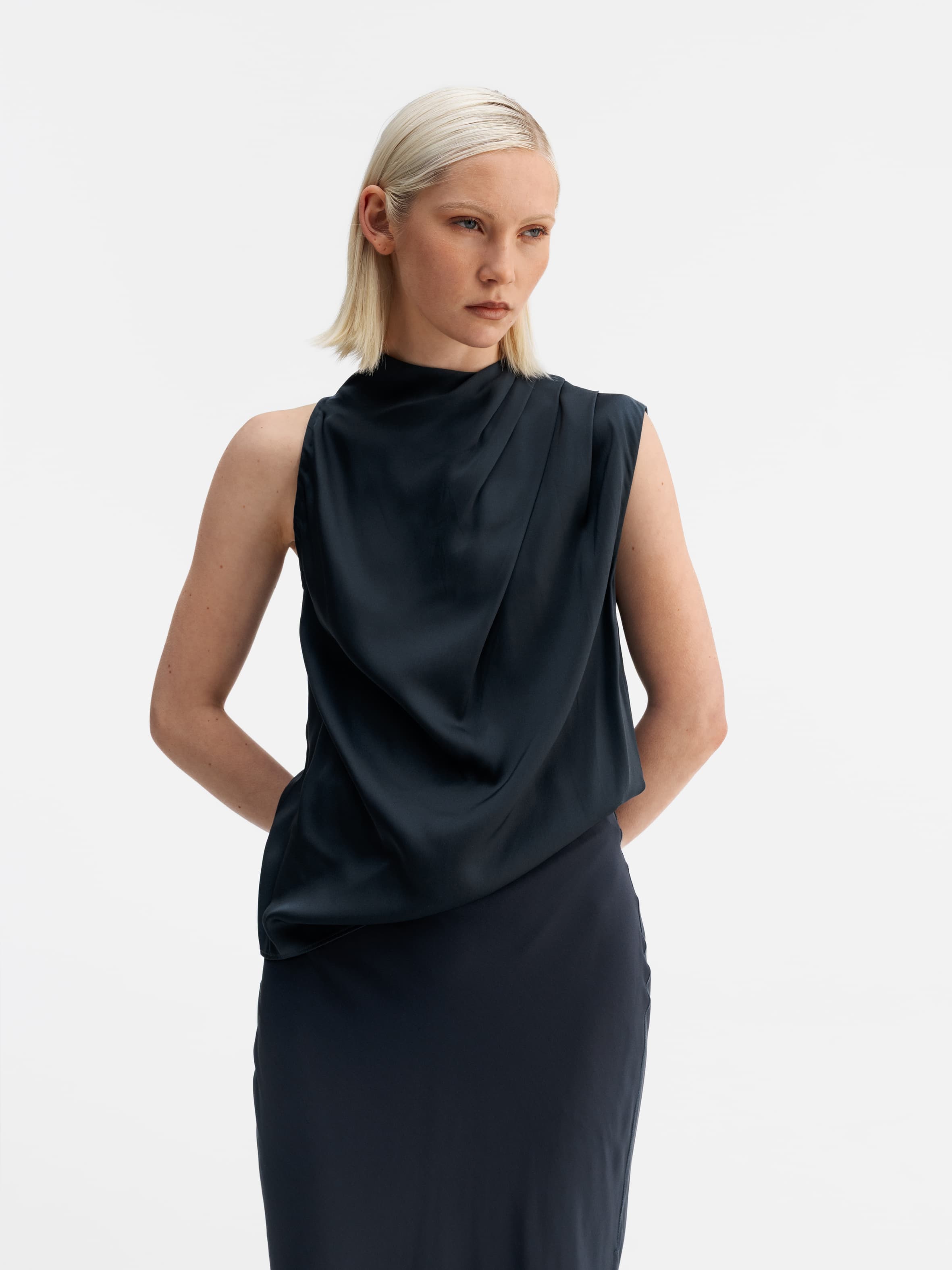 Lima silk tank blue grey