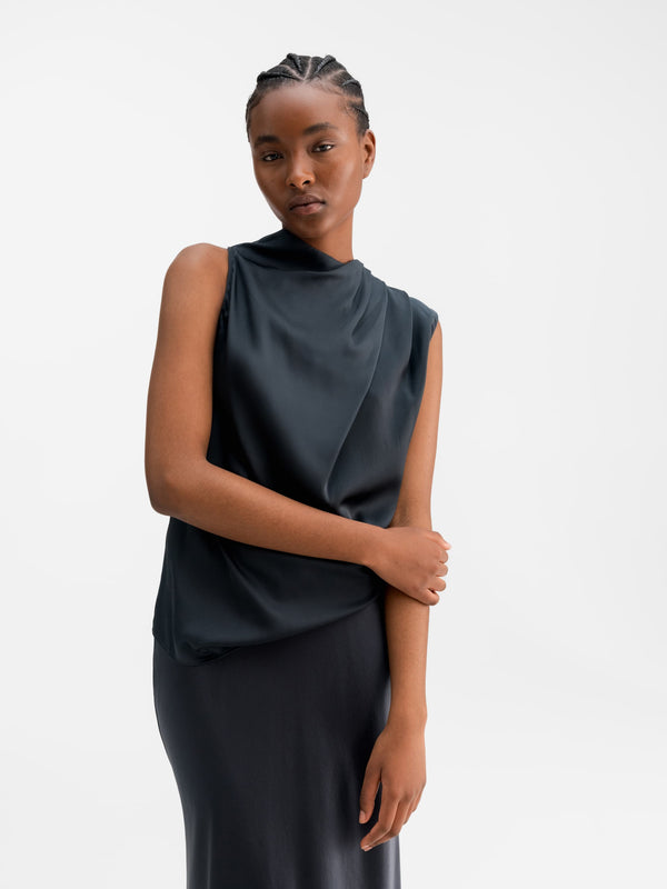 Lima silk tank blue grey