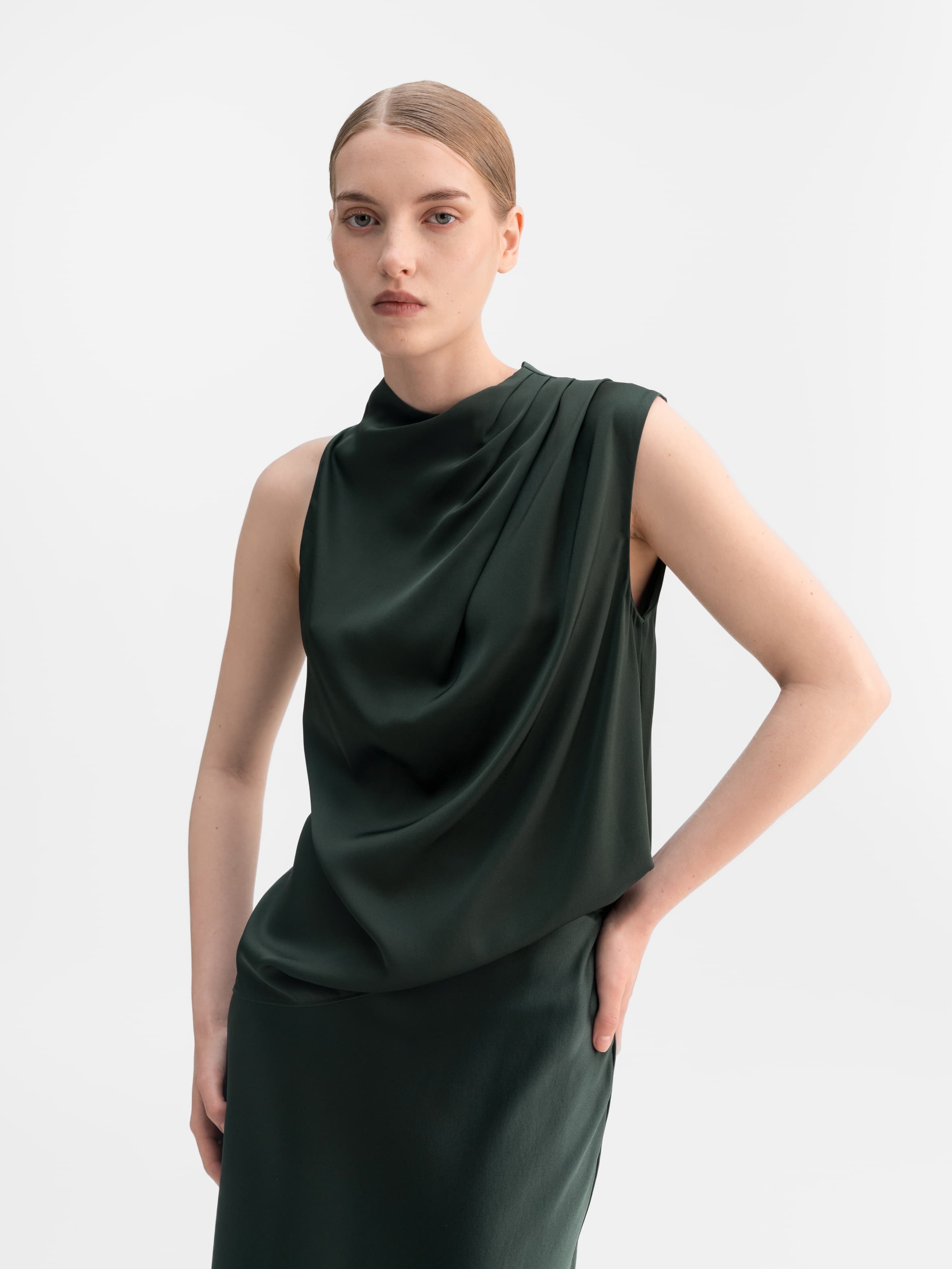 Lima silk tank deep forest