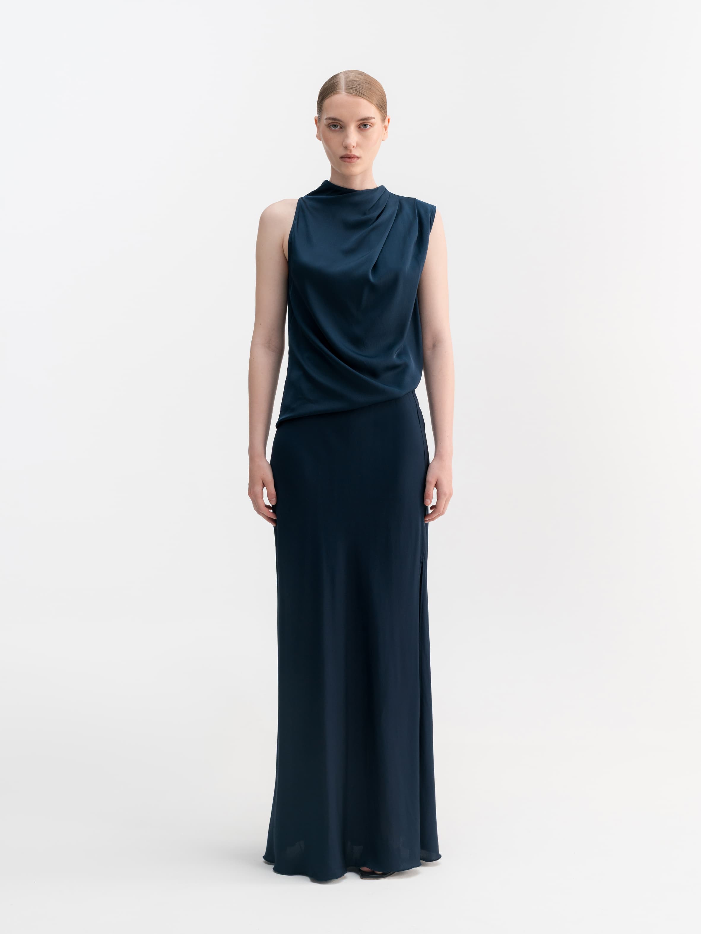Lima silk tank midnight blue