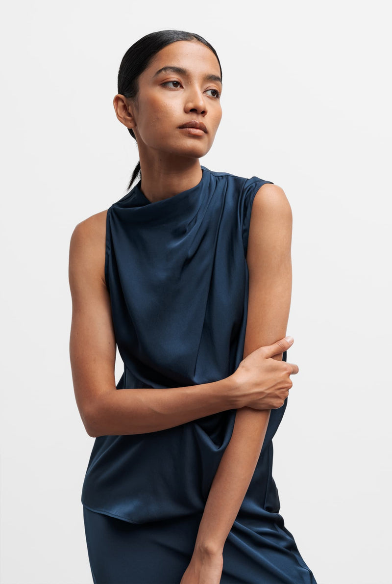 Lima silk tank midnight blue