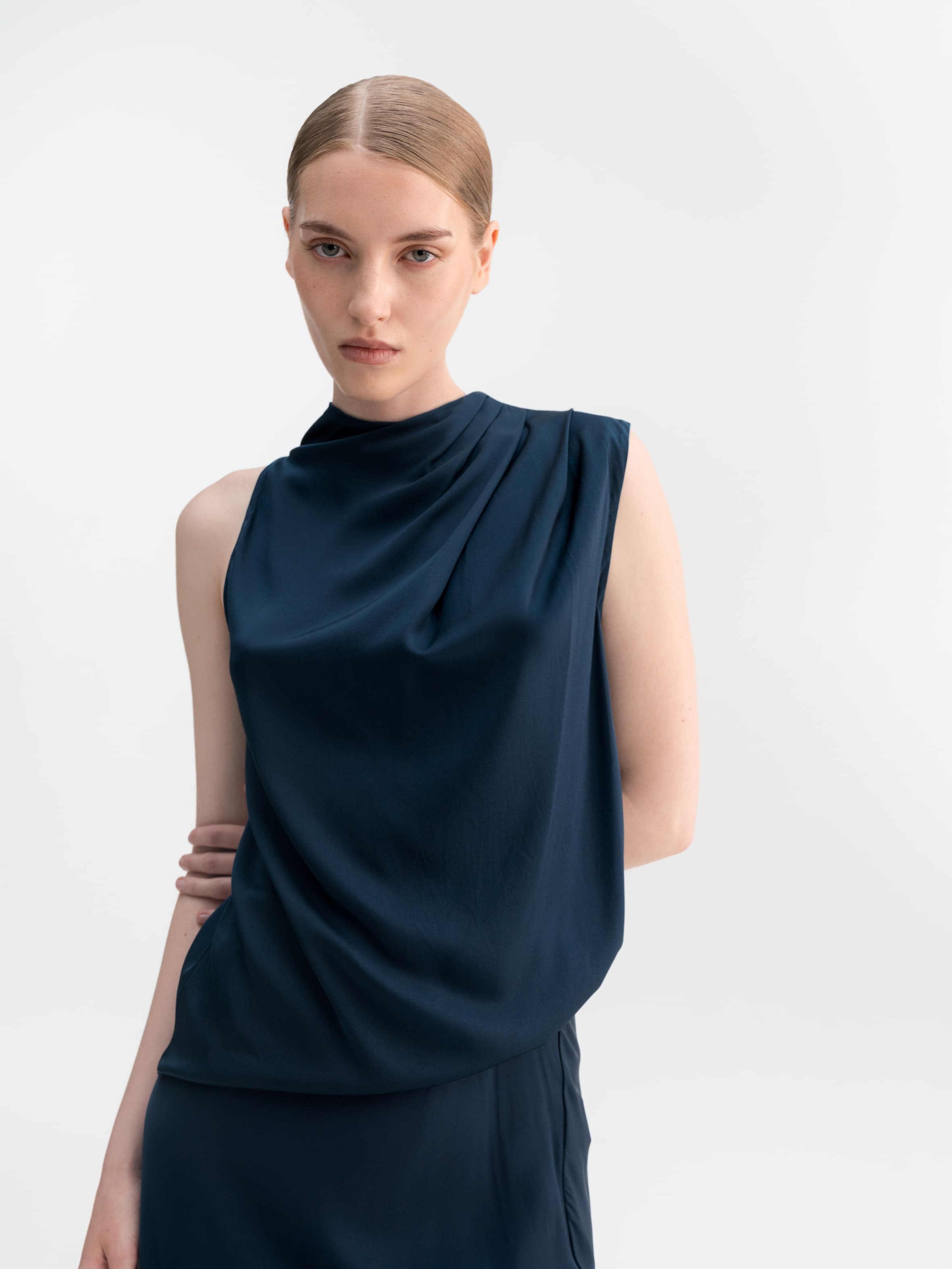 Lima silk tank midnight blue