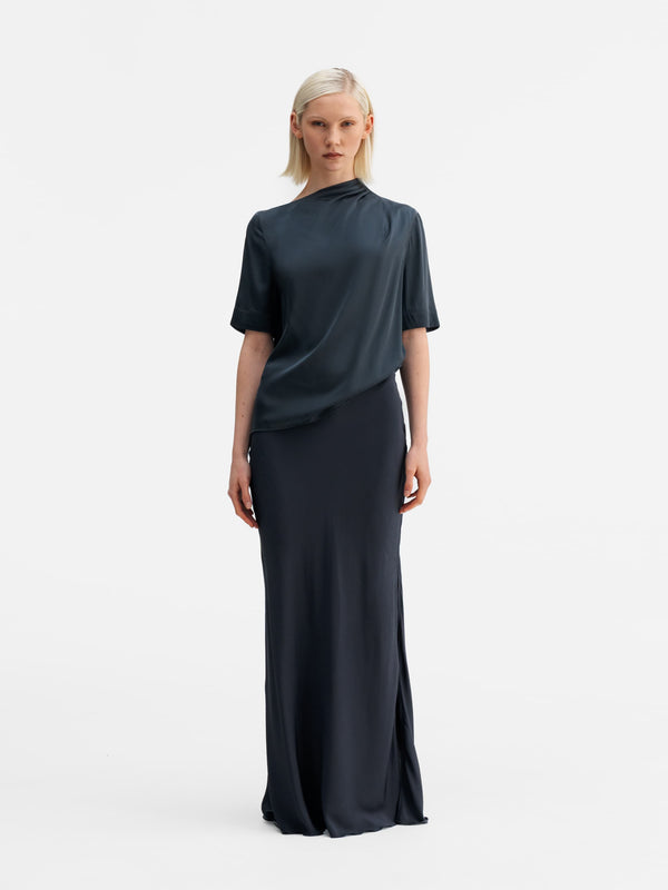 Lima silk tee blue grey