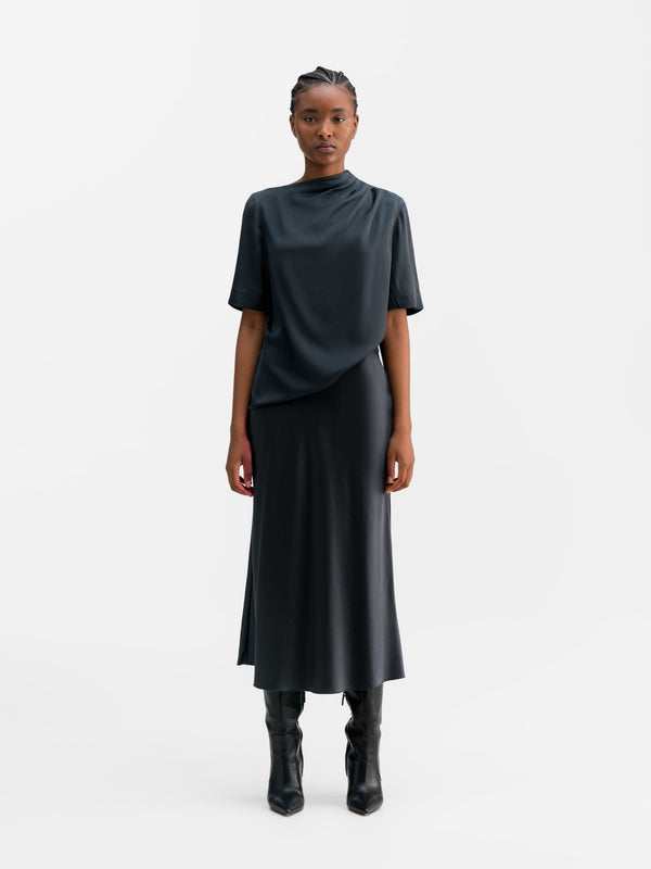 Lima silk tee blue grey