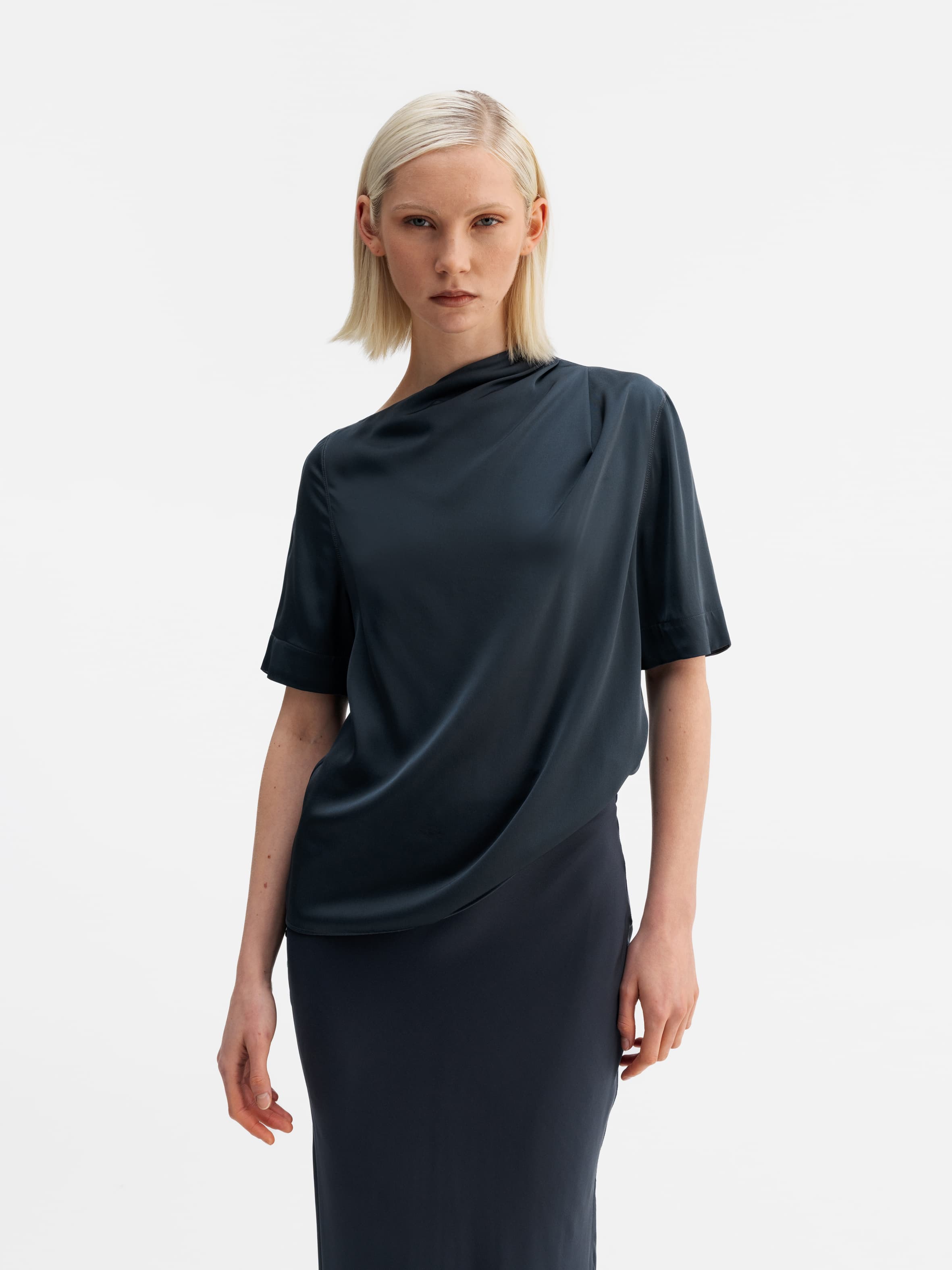 Lima silk tee blue grey