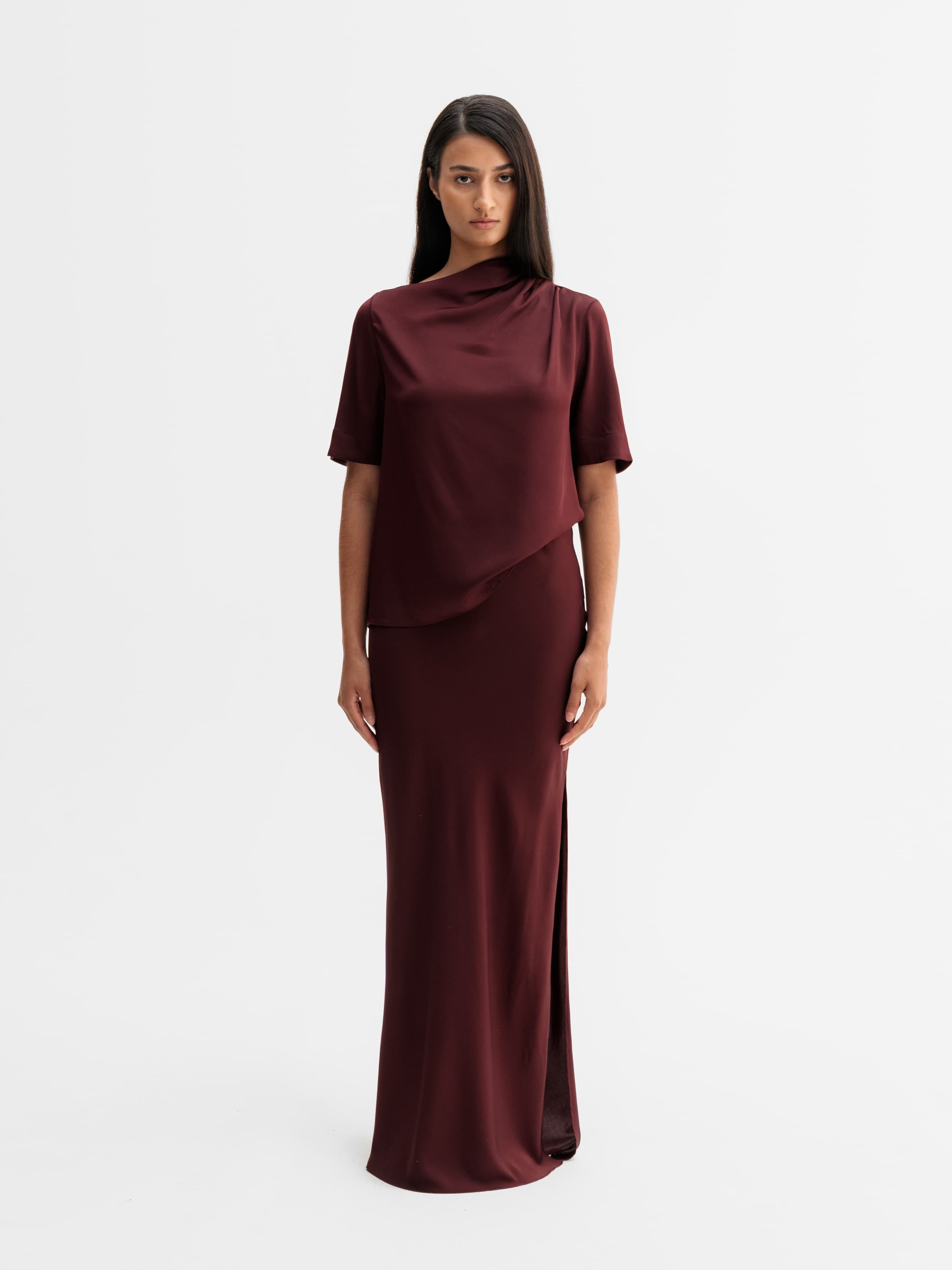 Lima silk tee burgundy