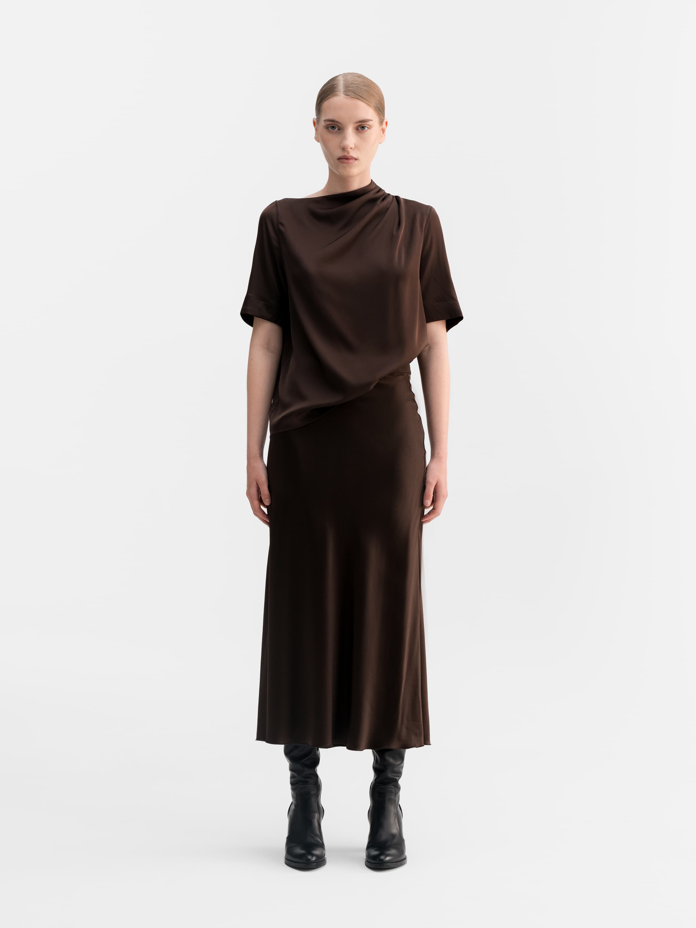 Lima silk tee dark brown