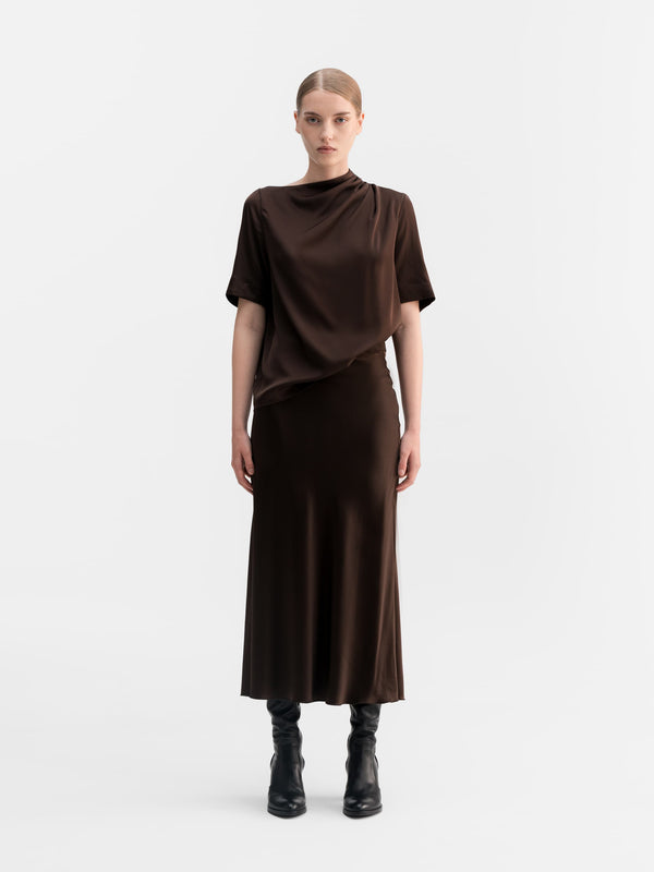 Lima silk tee dark brown