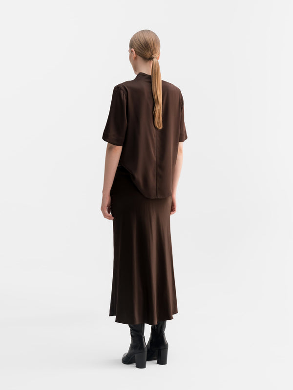 Lima silk tee dark brown