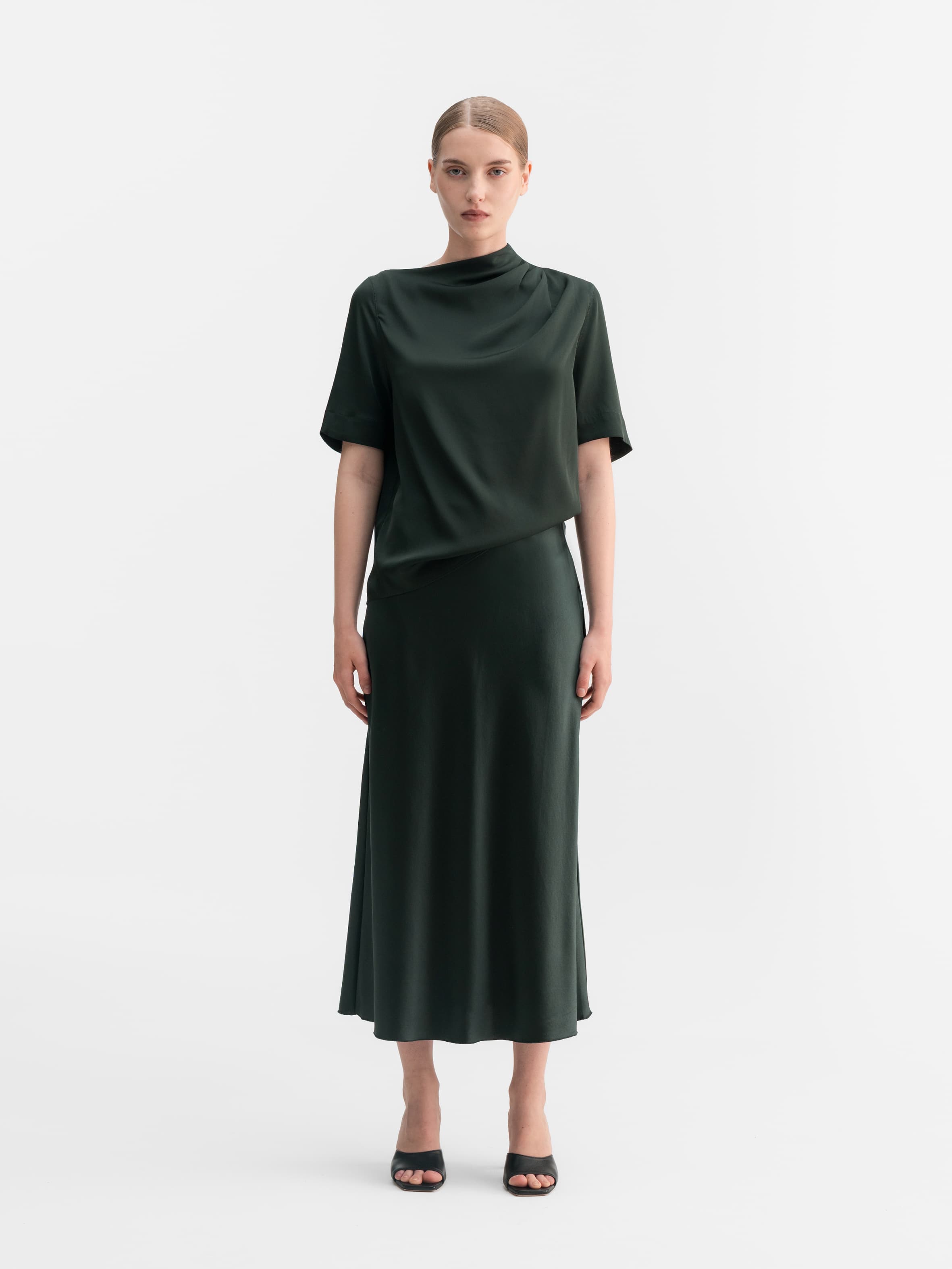 Lima silk tee deep forest